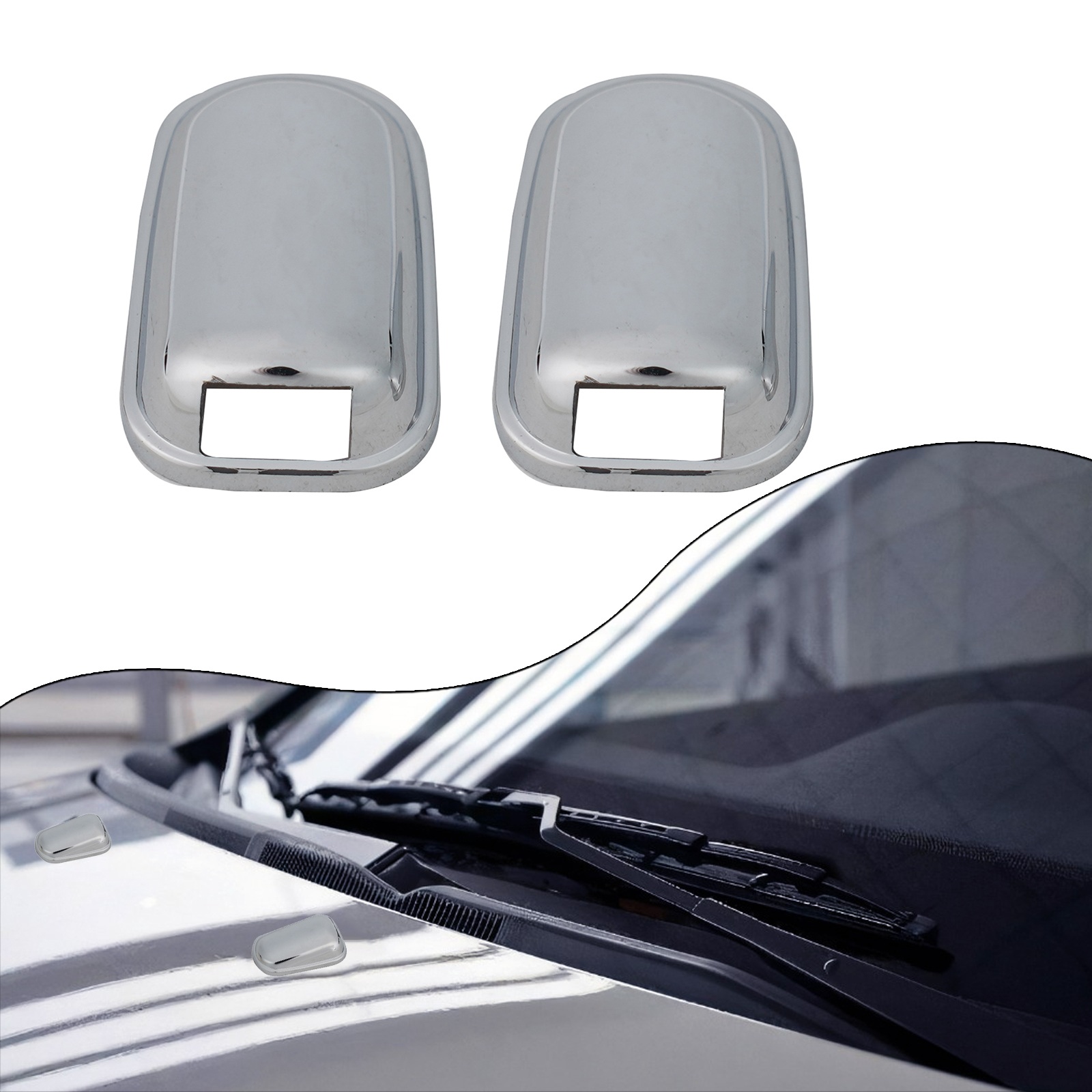 Car Wiper - 2 Peças Capas Cromadas para Bico